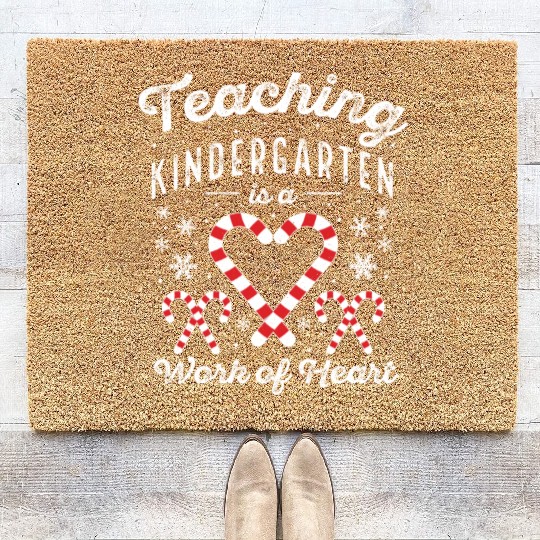 Christmas Candy Cane Work of Heart Kindergarten Coir Doormats