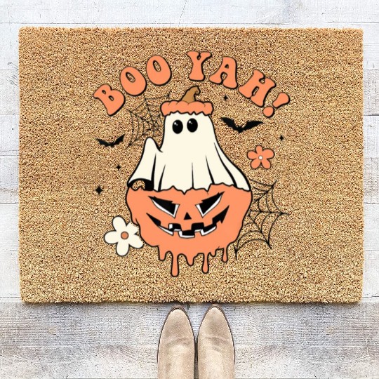 Halloween Trick Or Treat Spooky Season Boo Yah Coir Doormats
