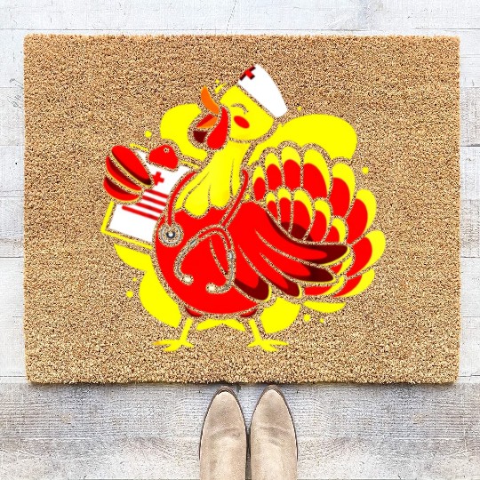Turkey Medical Farmer Doctor Thanksgiving Holiday Coir Doormats