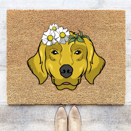 Dog Golden Retriever Flower Coir Doormats