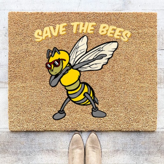 Save The Bees Coir Doormats Dabbing Bumblebee Bee Earth Pl