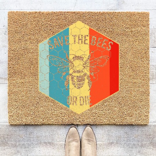 Save the Bees or Die Coir Doormats Retro Beekeeper Coir Doormats