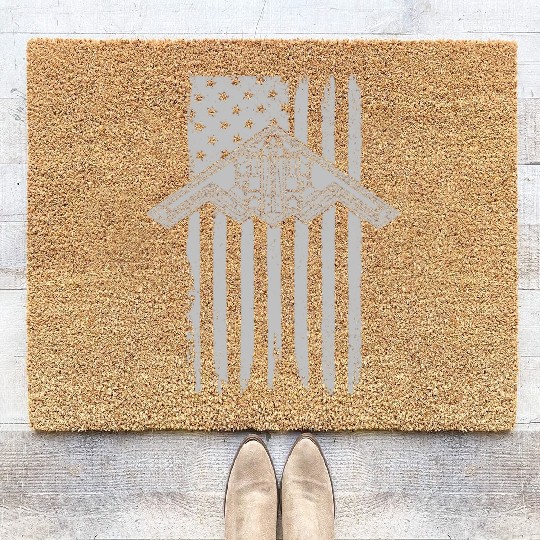 B-2 Stealth Bomber Military Airplane American Flag Coir Doormats