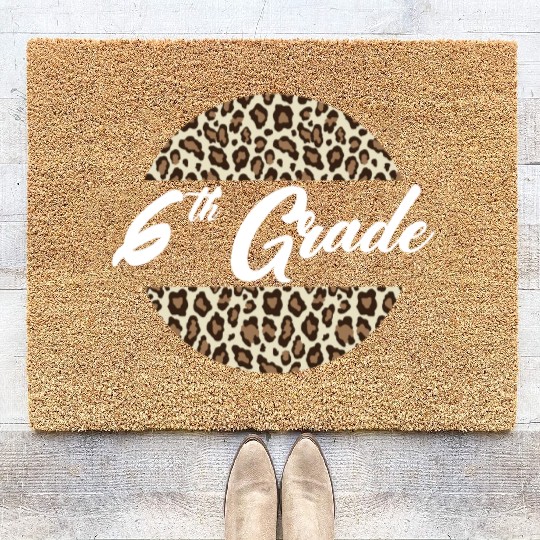 6th Grade Cheetah Print School Teacher Student Coir Doormats