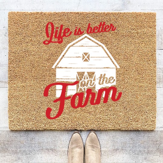 Life Is Better On The Farm Farmer Organic Cow Coir Doormats