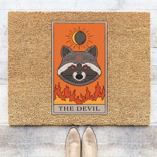 Raccoon Devil Tarot Card Reader Coir Doormats