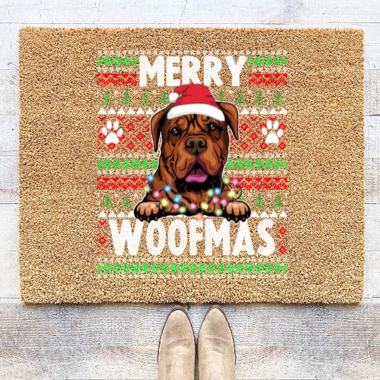 Bordeaux Great Dane Christmas Lights Dog Lovers Xm Coir Doormats