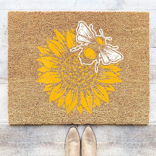 Womens Bumblebee Sunflower Springtime Save The Bee Coir Doormats