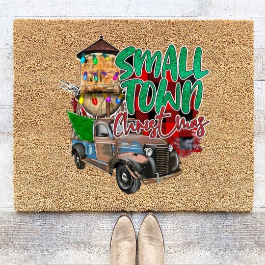 Country Farmer Life Small Town Christmas Red Coir Doormats