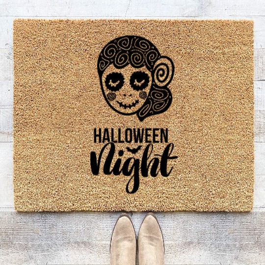 Halloween Santa Muerte Coir Doormats