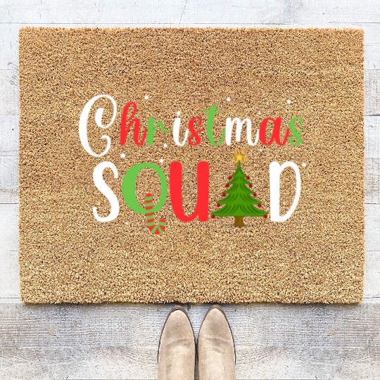 Christmas Squad Funny Xmas Tree Family Matching Coir Doormats