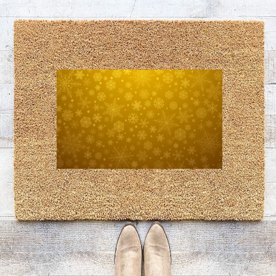 Yellow Snowflakes Aesthetic Pattern Coir Doormats