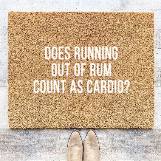 Funny Rum Fan Cocktails Anti Workout Exercise Gym Coir Doormats