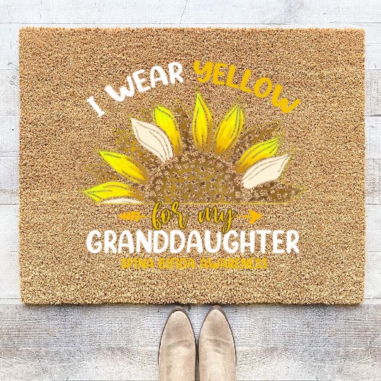 I Wear Yellow For My Granddaughter Spina Bifida Coir Doormats