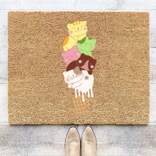 Kawaii Ice Cream Cat Lover Coir Doormats