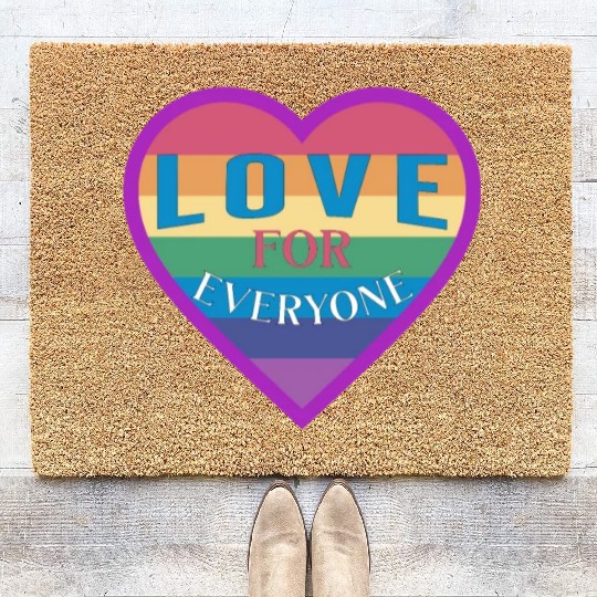 Heart rainbow unisex love for everyone Coir Doormats