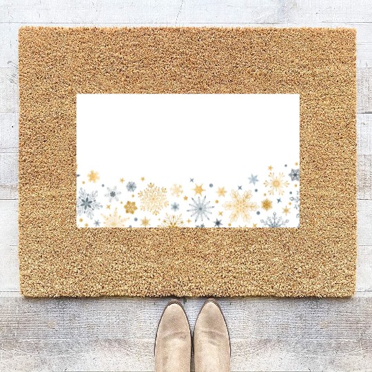 Elegant Snowflakes White Gold Silver Coir Doormats