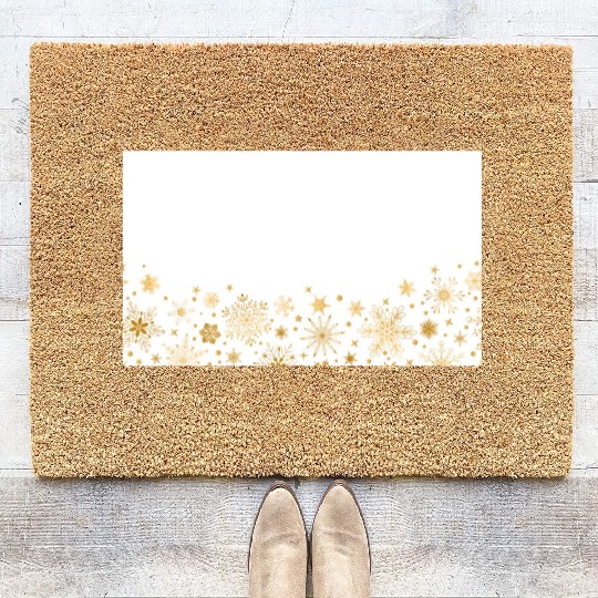 Elegant White Gold Snowflakes Coir Doormats