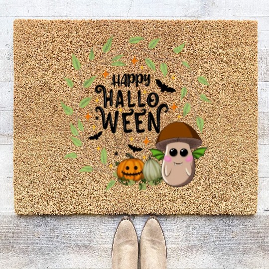 Bat Mushroom 'brown' - Happy Halloween Coir Doormats