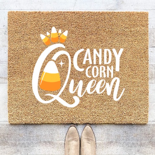 Candy Corn Queen Funny Halloween Costume Gift Coir Doormats