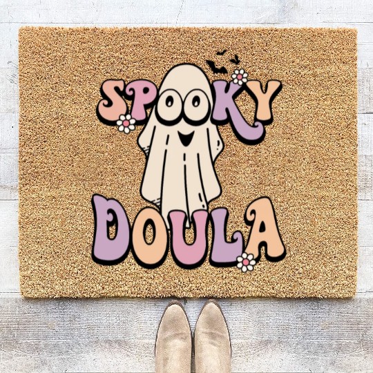 Cute Spooky Doula Halloween Retro Coir Doormats