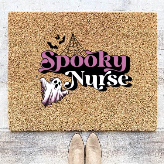 Cute Spooky Nurse Womens Halloween Outfit Coir Doormats