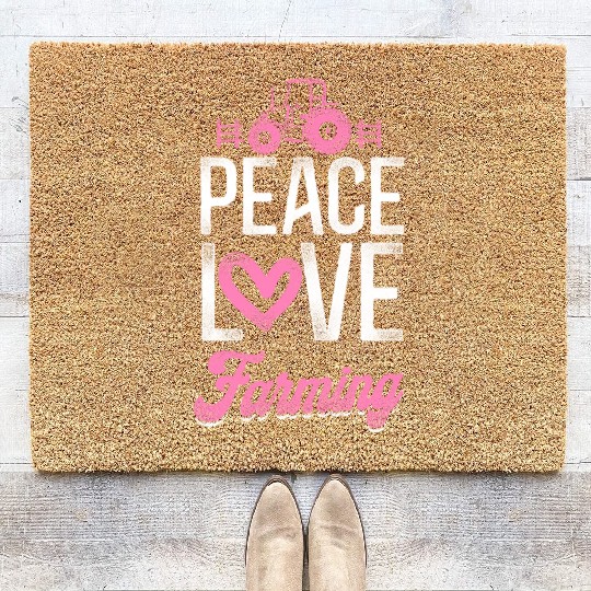 Farming Farmer Girl Tractor Coir Doormats