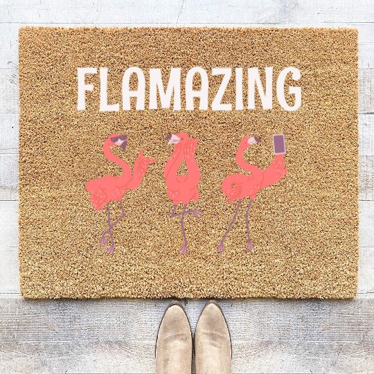 Girls Pretty Flamingo Friends Coir Doormats