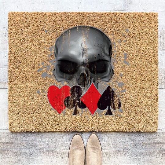 Heavy Metal Punk Poker Skull Coir Doormats
