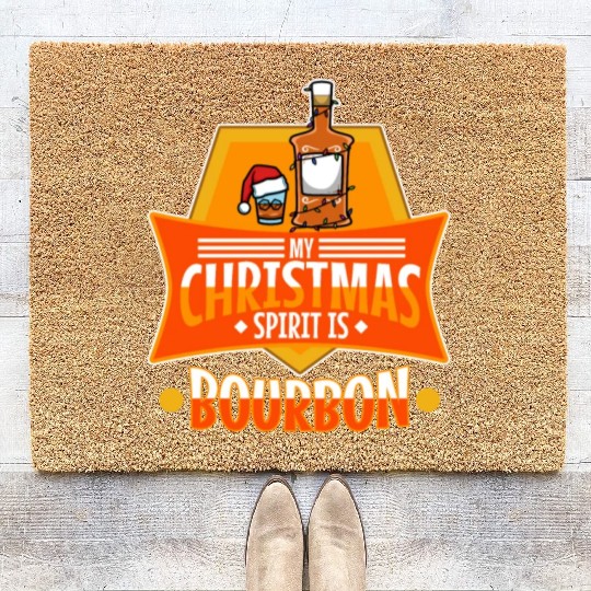 My christmas spirit is bourbon Coir Doormats
