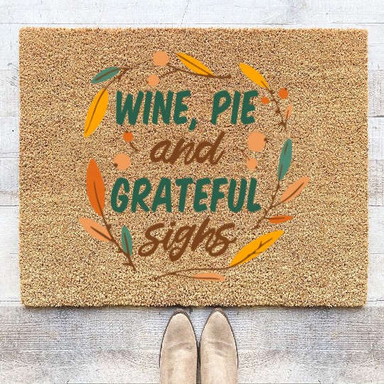 wine, pie and grateful sighs Coir Doormats