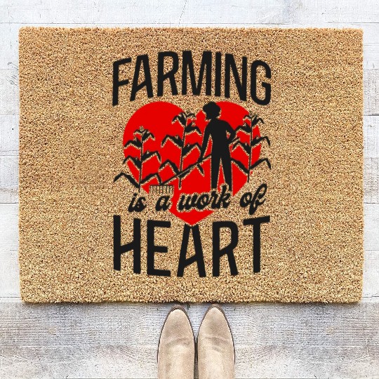 Farming Farmer Girl Heart Farming Coir Doormats