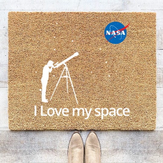 NASA I Love My Space Telescope Galaxy Coir Doormats