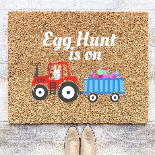 Egg Hunt is On Easter Sunday Christian Holiday Coir Doormats