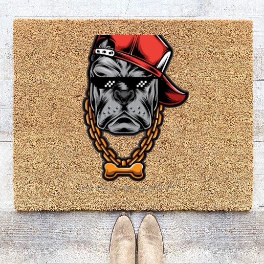 neon don’t judge my pitbull Coir Doormats