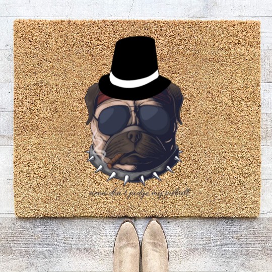 neon don’t judge my pitbull Coir Doormats