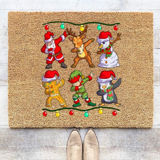 Christmas Dabbing Santa Elf De Friends Xmas Coir Doormats
