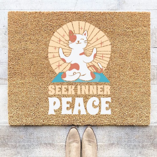 Serenity Cat Yoga Cat Owner Meditation Yoga Fan Coir Doormats