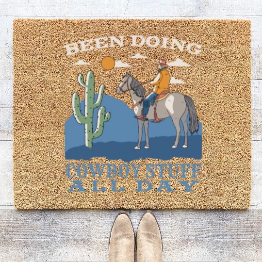 Cowboy Barn Bull Rider Rodeo Country Western Gift Coir Doormats