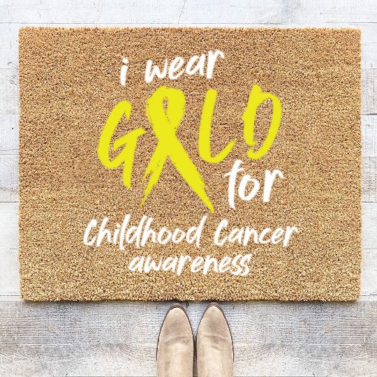 I Wear Gold For Childhood Cancer Awareness Coir Doormats