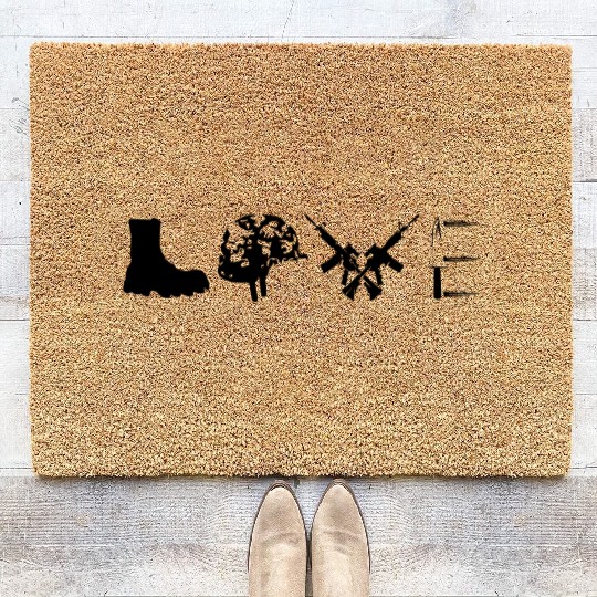 Love Military Veteran Coir Doormats
