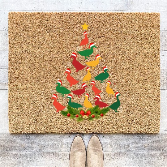 Family Matching Christmas Pajama Duck Xmas Tree Coir Doormats