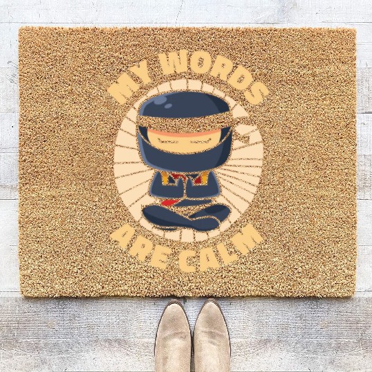 Serenity Ninja Fan Calm Yoga Lover Peaceful Coir Doormats