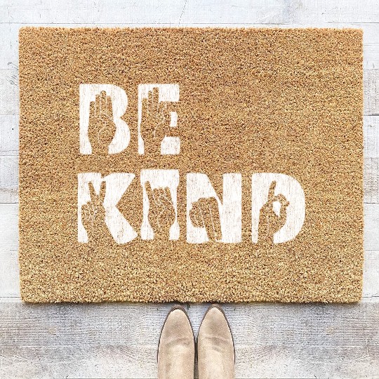 Anti Bully Be Kind Cute Orange Unity Day Bullying Coir Doormats