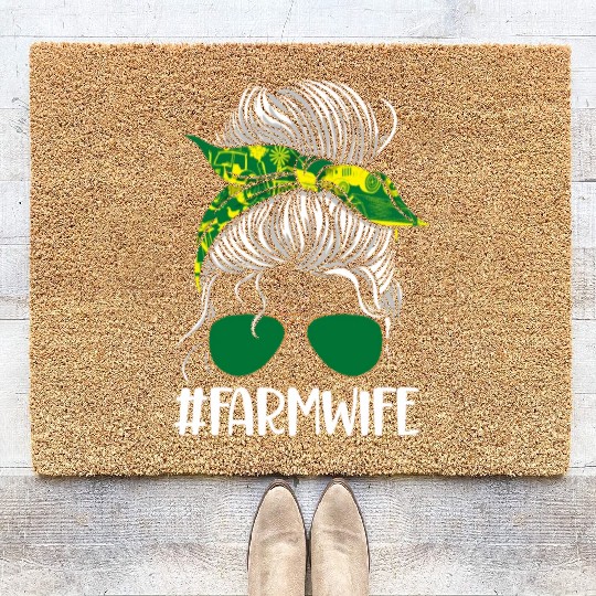 Farming Farmer Girl Wife Sun Coir Doormats
