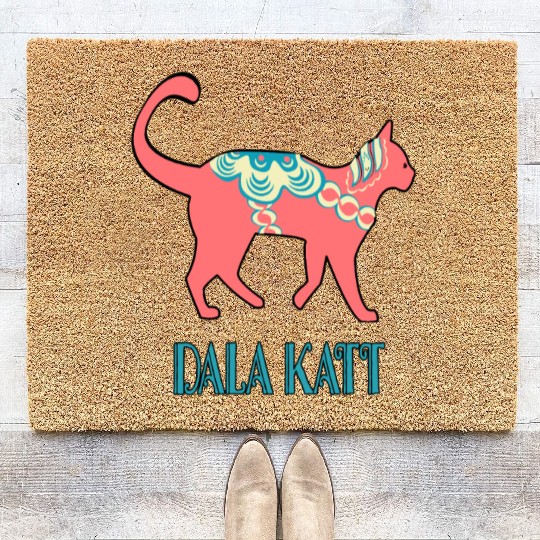 Swedish Dala Cat Dalecarlian Horse Kitty Katt Cat Coir Doormats