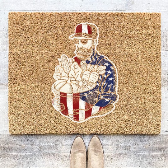 Farming Farmer American Flag Us Coir Doormats