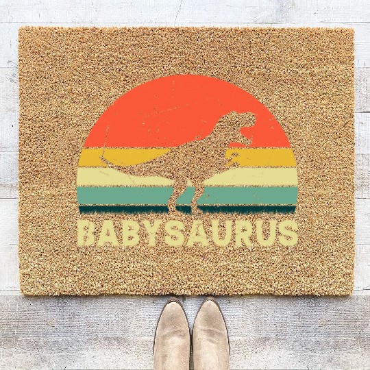 Baby Saurus Newborn Baby Dinosaur Cute Baby Dino B Coir Doormats
