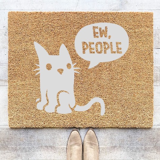 comic cat ew people Coir Doormats