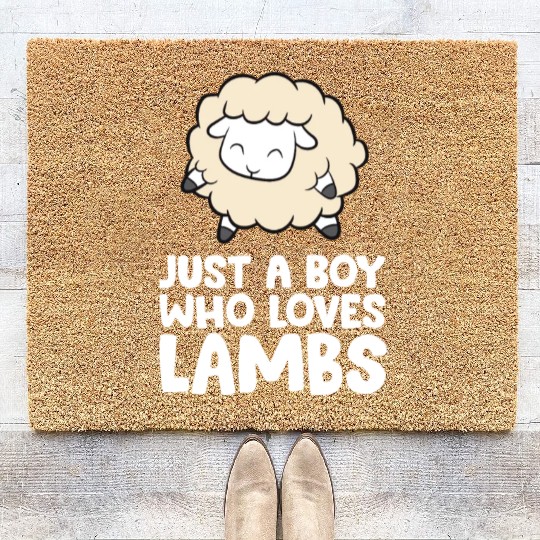 Just a Boy Who Loves Lambs Coir Doormats
